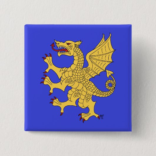 Dragon Rampant of Vierkante Button 5,1 Cm (Voorkant)