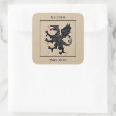 Dragon Rampant Sable Boekplaat Vierkante Sticker (Tas)