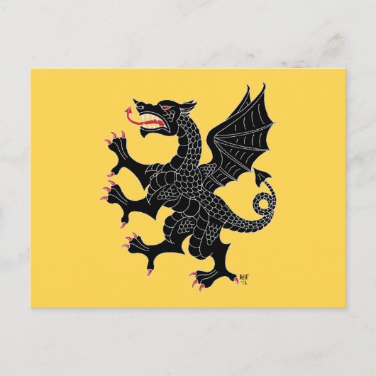 Dragon Rampant Sable Briefkaart (Voorkant)
