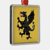 Dragon Rampant Sable Metalen Ornament (Rechts)
