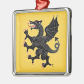 Dragon Rampant Sable Metalen Ornament (Links)