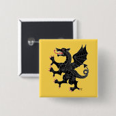 Dragon Rampant Sable Vierkante Button 5,1 Cm (Voorkant /achterkant)