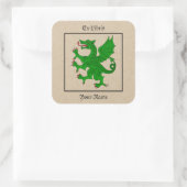 Dragon Rampant Vert Bookplaat Vierkante Sticker (Tas)