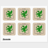 Dragon Rampant Vert Bookplaat Vierkante Sticker (Vel)