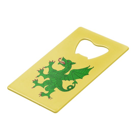 Dragon Rampant Vert Creditkaart Flessenopener (Voorkant Gekanteld)