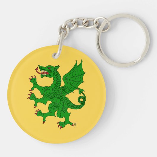 Dragon Rampant Vert Sleutelhanger (Achterkant)