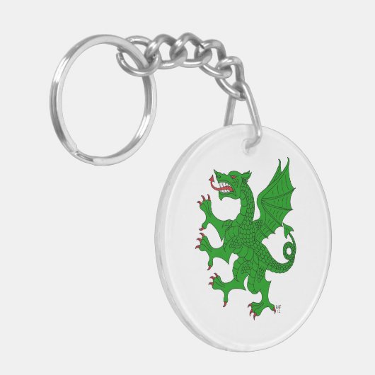 Dragon Rampant Vert Sleutelhanger (Voorkant Links)