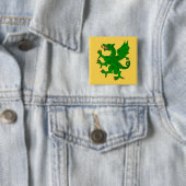Dragon Rampant Vert Vierkante Button 5,1 Cm (In situ)
