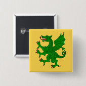 Dragon Rampant Vert Vierkante Button 5,1 Cm (Voorkant /achterkant)