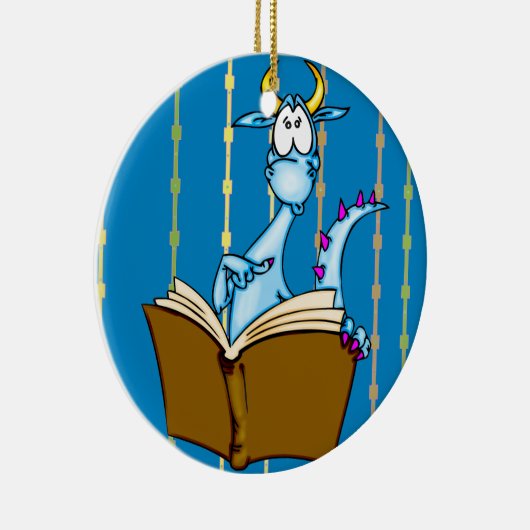 Dragon Reading Book Keramisch Ornament (Rechts)