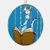 Dragon Reading Book Keramisch Ornament (Links)
