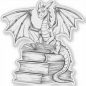 Dragon Reading Book Sticker (Voorkant)