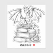 Dragon Reading Book Sticker (Vel)