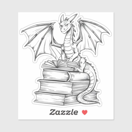 Dragon Reading Book Sticker (Vel)