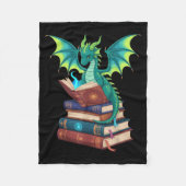 Dragon Reading Books Fantasy Lovers Mythical Creat Fleece Deken (Voorkant)