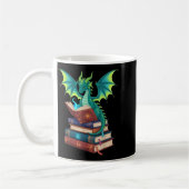 Dragon Reading Books Fantasy Lovers Mythical Creat Koffiemok (Links)