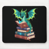 Dragon Reading Books Fantasy Lovers Mythical Creat Muismat (Voorkant)