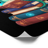 Dragon Reading Books Fantasy Lovers Mythical Creat Poster (Hoek)