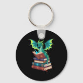 Dragon Reading Books Fantasy Lovers Mythical Creat Sleutelhanger (Voorkant)
