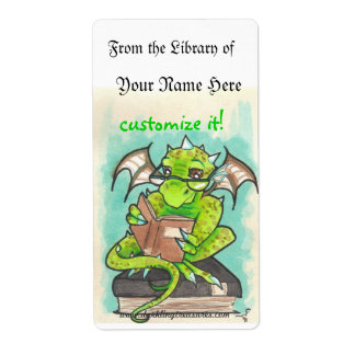 Dragon Reading fantasy art sticker boekenplaten