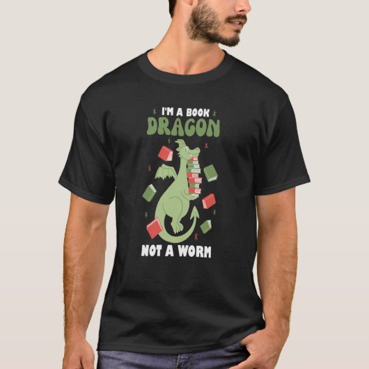 Dragon Reads Books Book worm Book Dragon T-shirt (Voorkant)