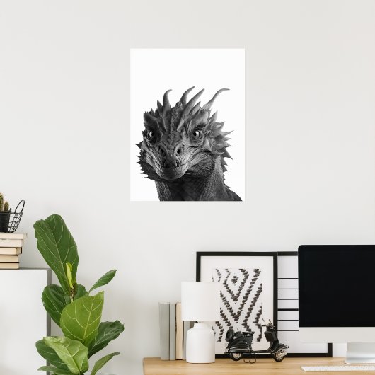 Dragon Realistic Portrait Kind Child Room Poster (Thuiskantoor)