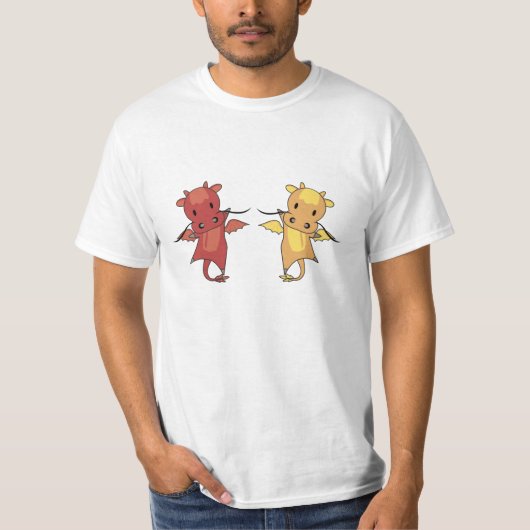 Dragon Red en Yellow Dragon Fairy Tale Fantasy T-shirt (Voorkant)