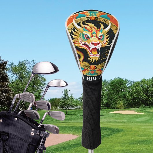 Dragon Red Gold Golf Head Hoesje Golfheadcover
