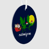 Dragon Reindeer Flying Santa Sleigh Kerstmis Ornament (voorkant)
