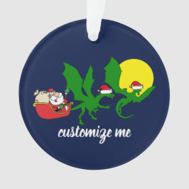 Dragon Reindeer Flying Santa Sleigh Kerstmis Ornament