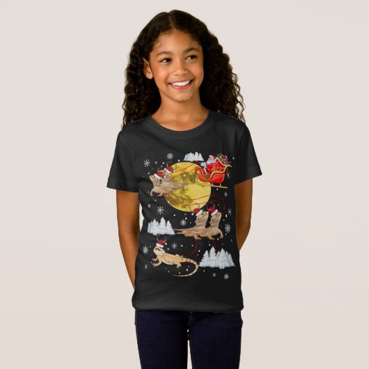 Dragon Reindeer Kerstmis Pajama Santa Xma T-shirt (Voorkant volledig)