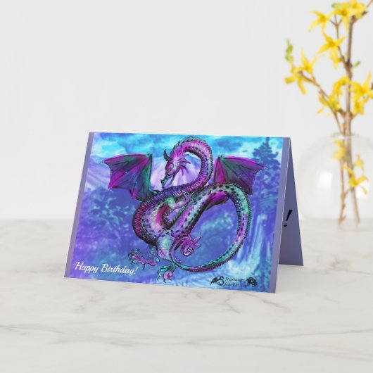 Dragon Reptile Monster Beast Blessday Kaart (Gele Bloem)