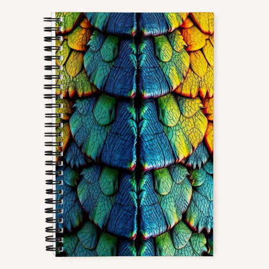 Dragon Reptile Scales Groen Blauw Geel Armor Notitieboek (Voorkant)
