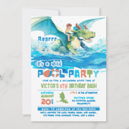 Dragon Ride Pool Party Uitnodiging voor verjaardag