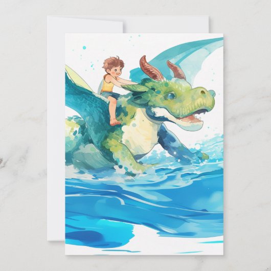 Dragon Ride Pool Party Uitnodiging voor verjaardag (Achterkant)