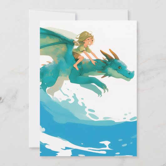 Dragon Ride Pool Party Uitnodiging voor verjaardag (Achterkant)