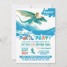 Dragon Ride Pool Party Uitnodiging voor verjaardag