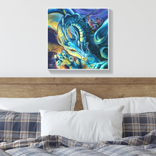 Dragon Rider Fantasy Art Canvas Afdruk (Insitu (Slaapkamer))