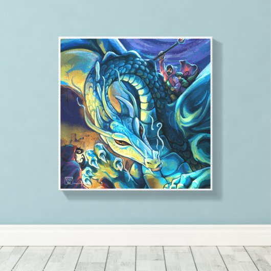 Dragon Rider Fantasy Art Canvas Afdruk (Insitu (Houten vloer))