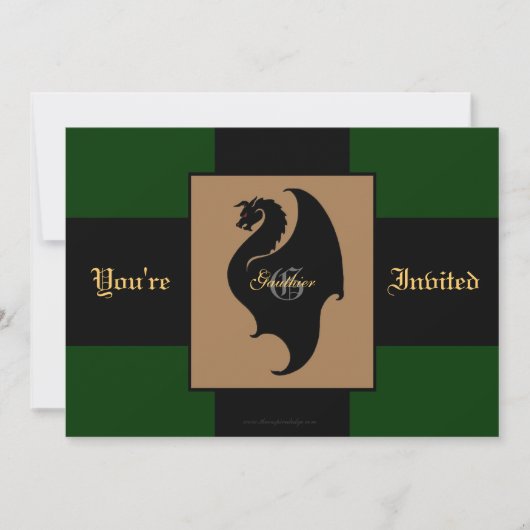 Dragon Rider Green Birthday Party Invitation Kaart (Voorkant)