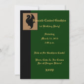 Dragon Rider Green Birthday Party Invitation Kaart (Achterkant)