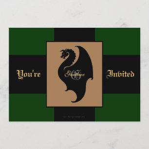 Dragon Rider Green Birthday Party Invitation Kaart