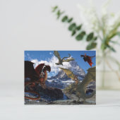 Dragon Rider Red vs Green Battle Briefkaart (Staand voorkant)