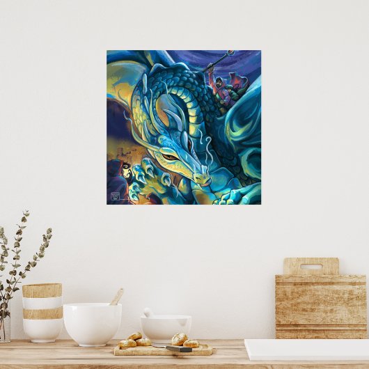 Dragon Rider schilderde kunst Poster (Keuken)