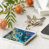 Dragon Rider schilderde kunst Sleutelhanger (Zijkant)