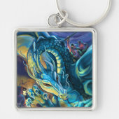 Dragon Rider schilderde kunst Sleutelhanger (Voorkant)