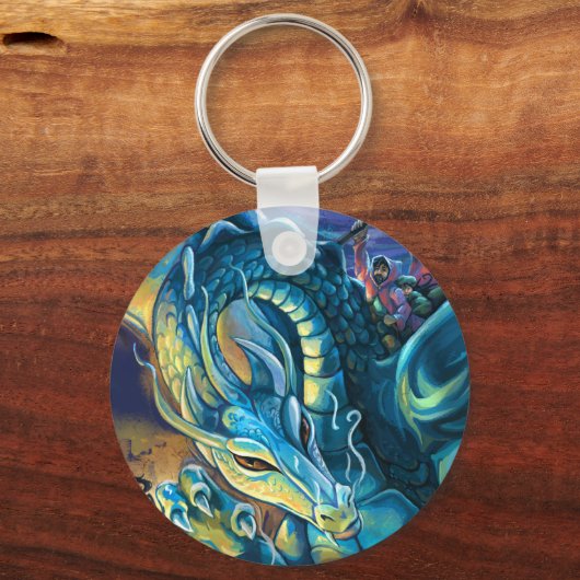 Dragon Rider schilderde kunst Sleutelhanger (Voorkant)