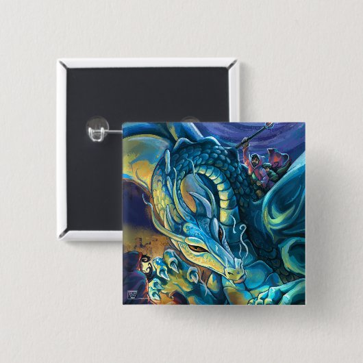 Dragon Rider schilderde kunst Vierkante Button 5,1 Cm (Voorkant /achterkant)