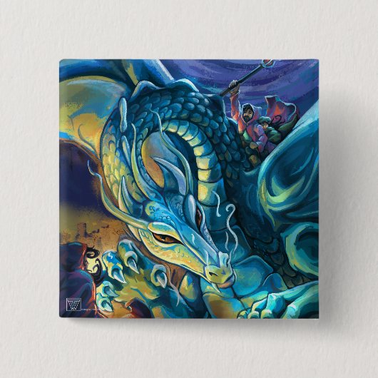 Dragon Rider schilderde kunst Vierkante Button 5,1 Cm (Voorkant)