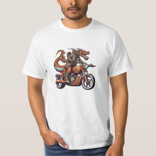  Dragon Rijden op een Motorcycle T-shirt (Voorkant)